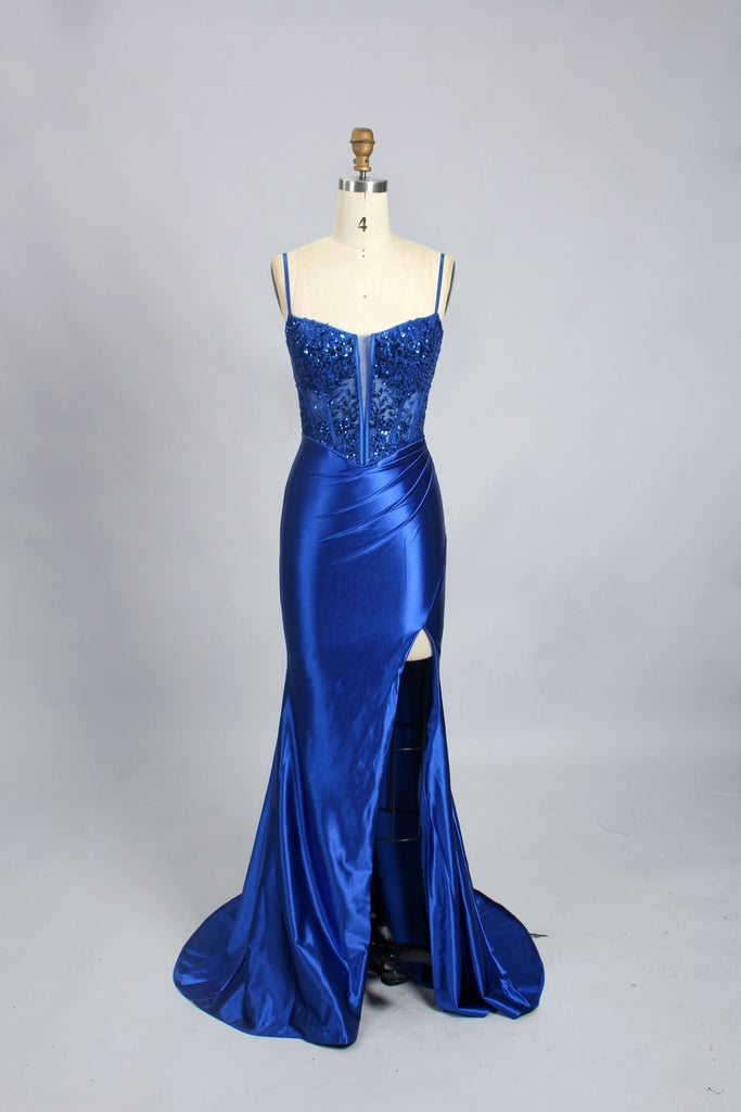 Front of royal blue corset  freyer dress