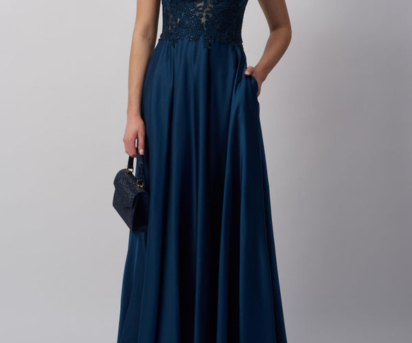 mascara navy prom dress Mascara MC18328 Prom Dress - Navy Tie Back