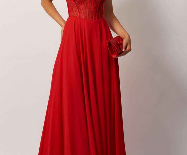 love lies chiffon dress in red Lace Chiffon Dress - Red Corset Sweetheart
