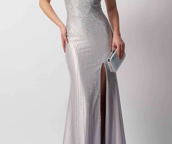 mascara silver dress Mascara MC115214 Beaded Silver Bow Jersey Dress
