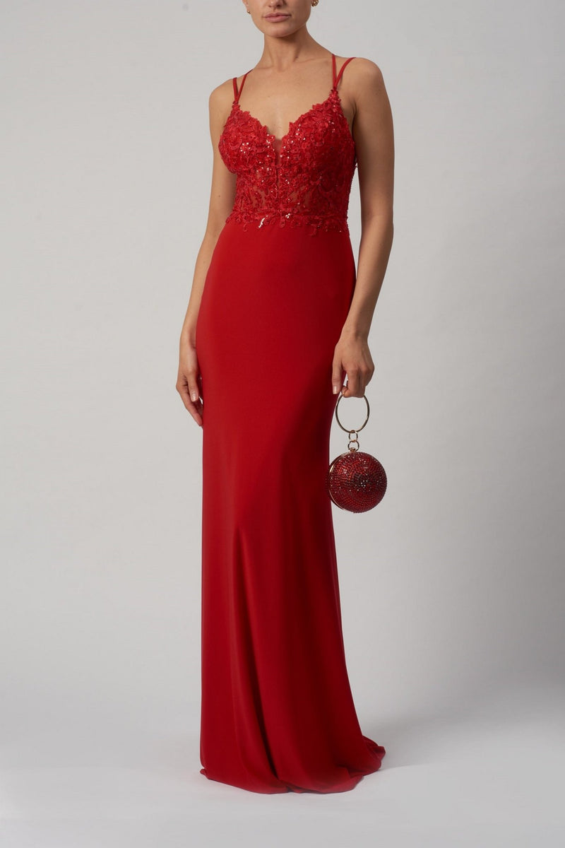 Mascara MC181506 Red Fitted prom Dress Cargo Clothing