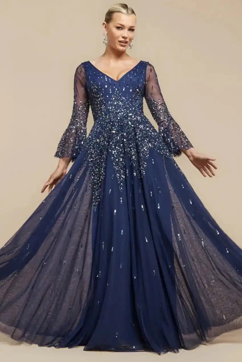 Goddiva Burgundy Sequin A-Line Gown - Evening | Plunging V Goddiva Burgundy Sequin A-Line Gown - Evening | Plunging V