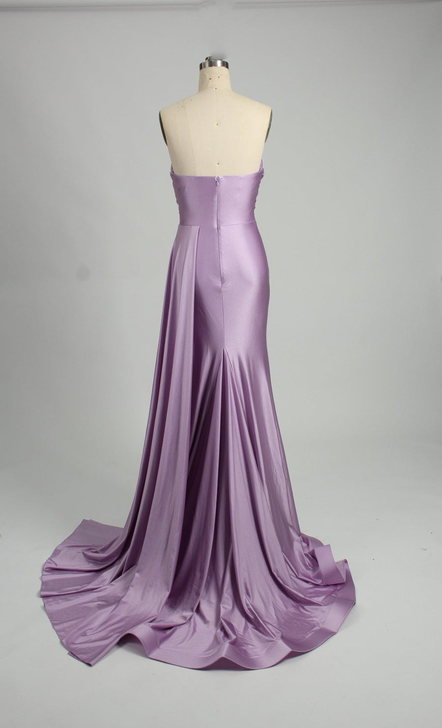 back view of satin prom dress sienna