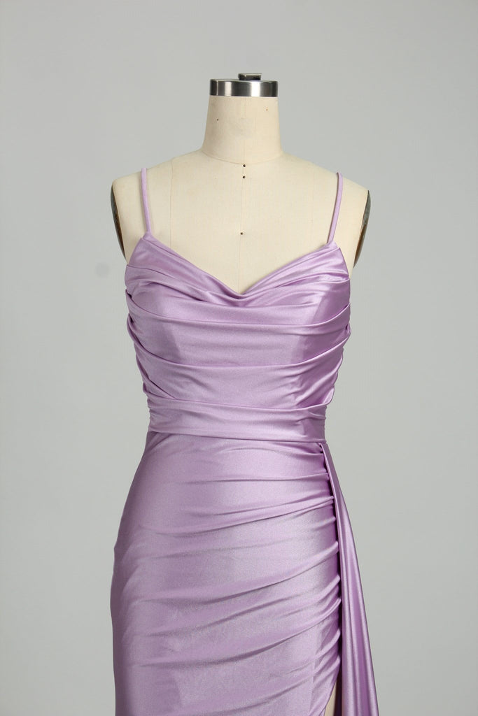 Lilac Strapless Satin Corset Prom Dress - Sienna