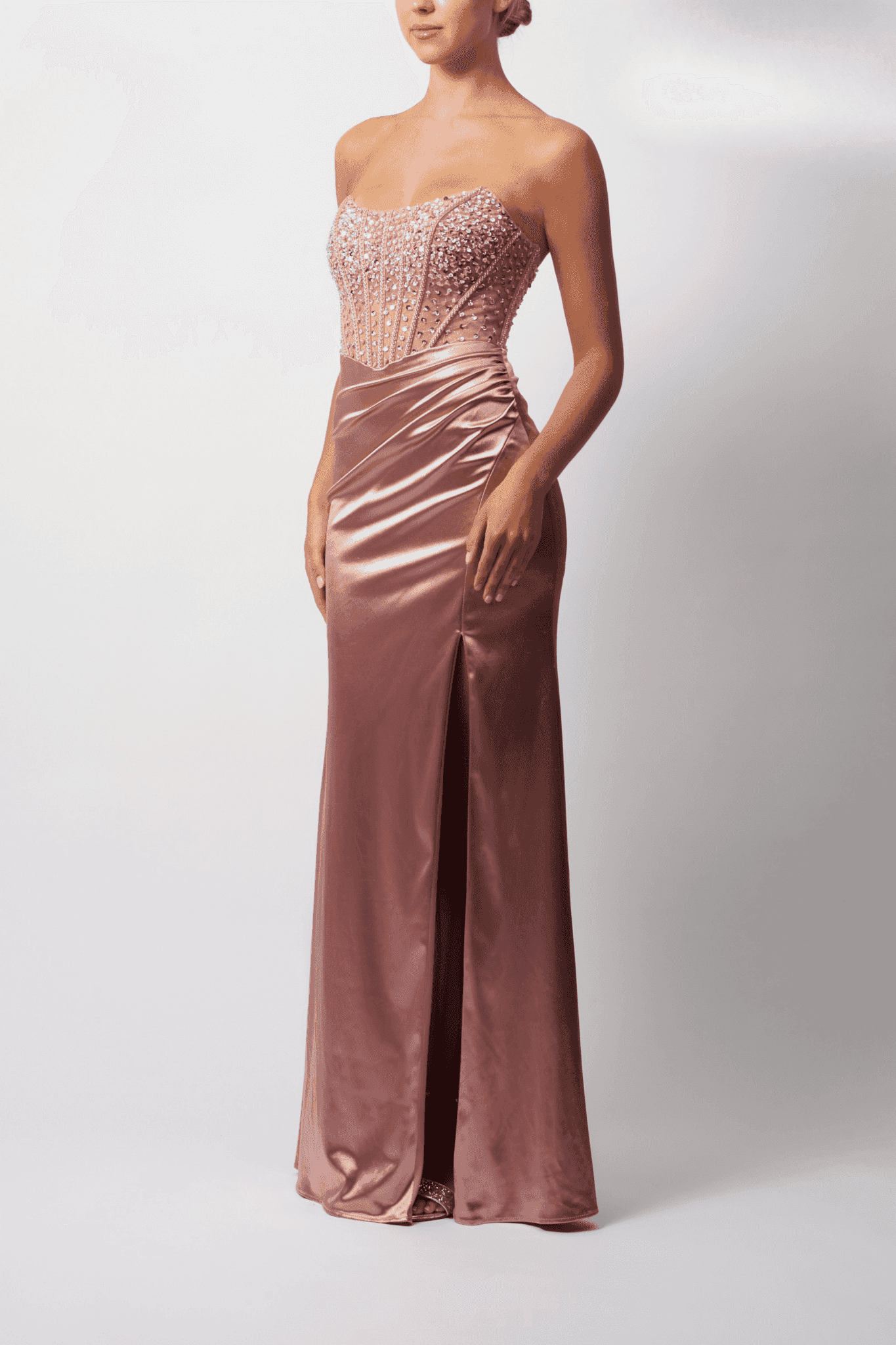 Mascara MC11433 Dress Strapless Wine Prom Dress Boned Fitted