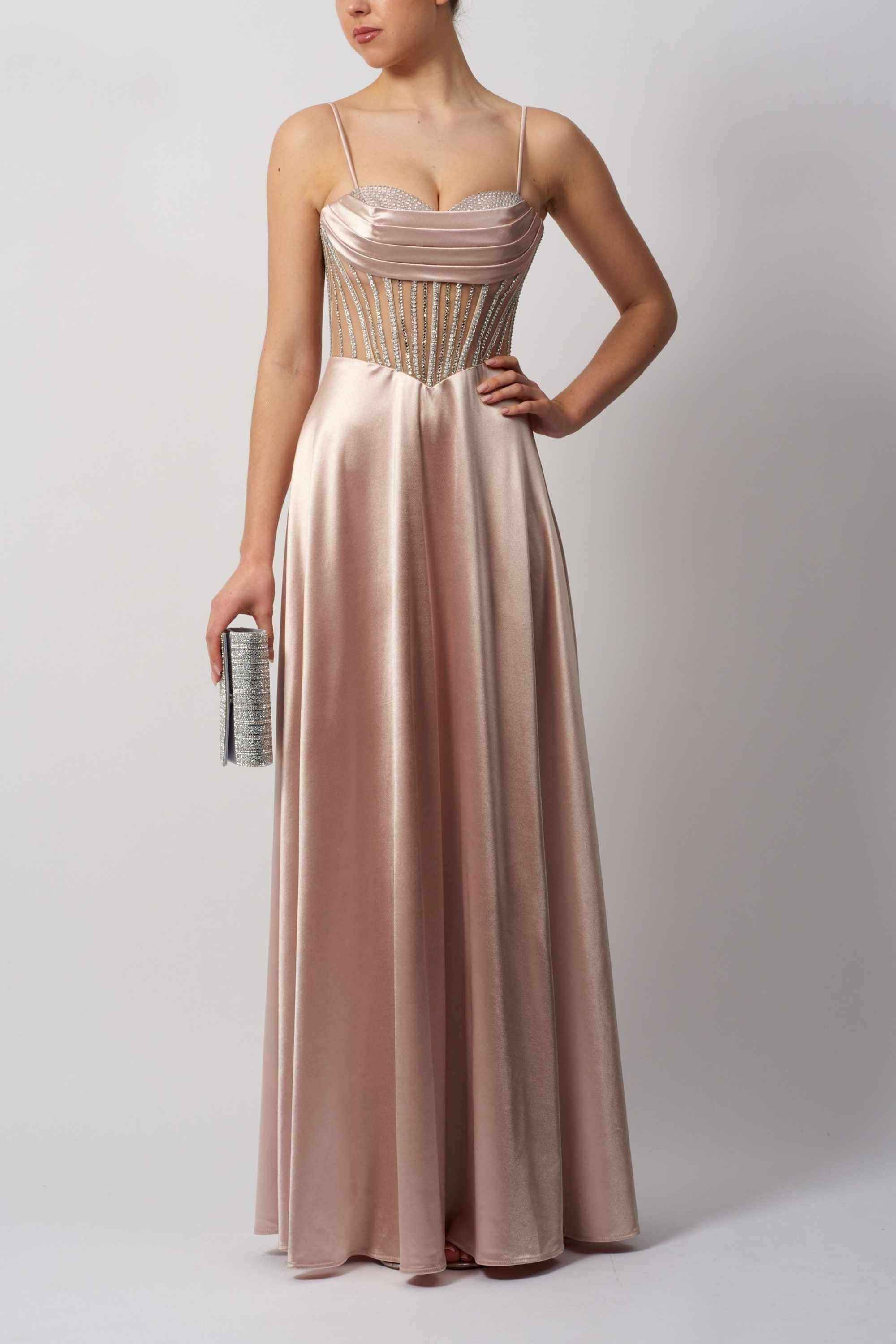 mascara london gold dress Mascara MC117921, goldfarbenes, figurbetontes Ballkleid in Wax-Passform mit  offenem Rücken main image 1