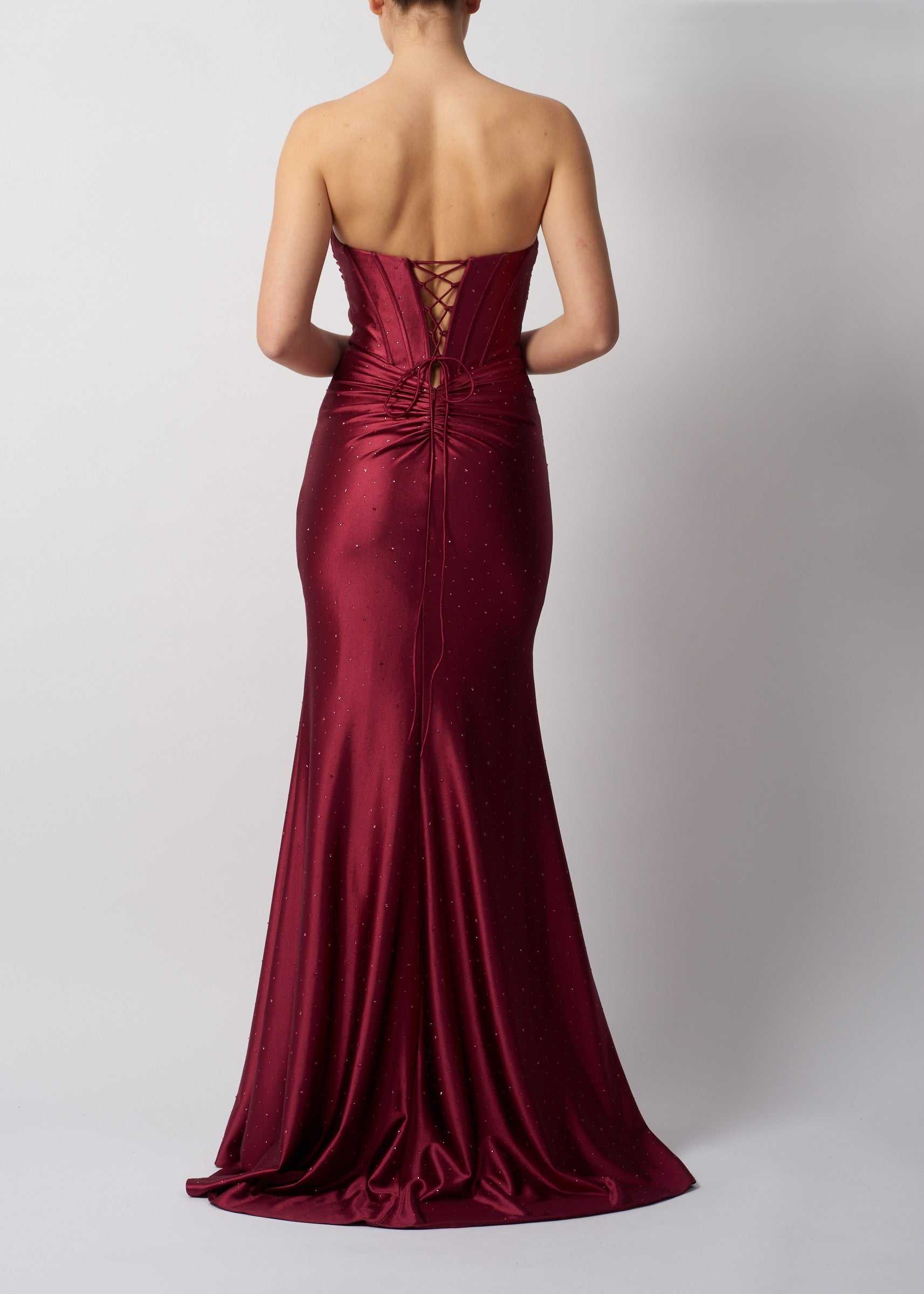 green emerald velvet dress Mascara Red Satin Dress - Evening Glamour