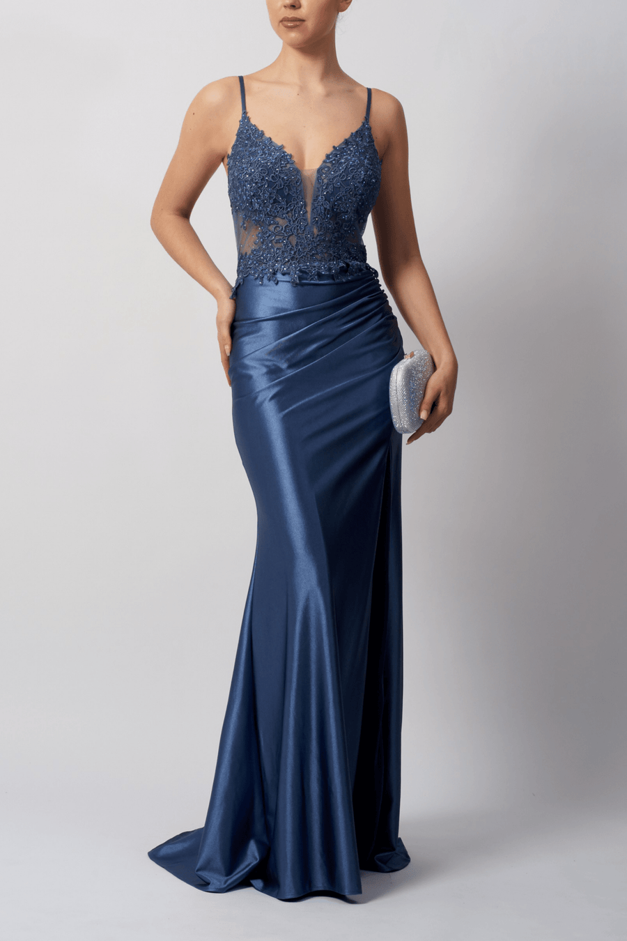 Prom Dress - Airforce Blue | Fitted Design, Standout Color Prom Dress - Airforce Blue | Fitted Design, Standout Color