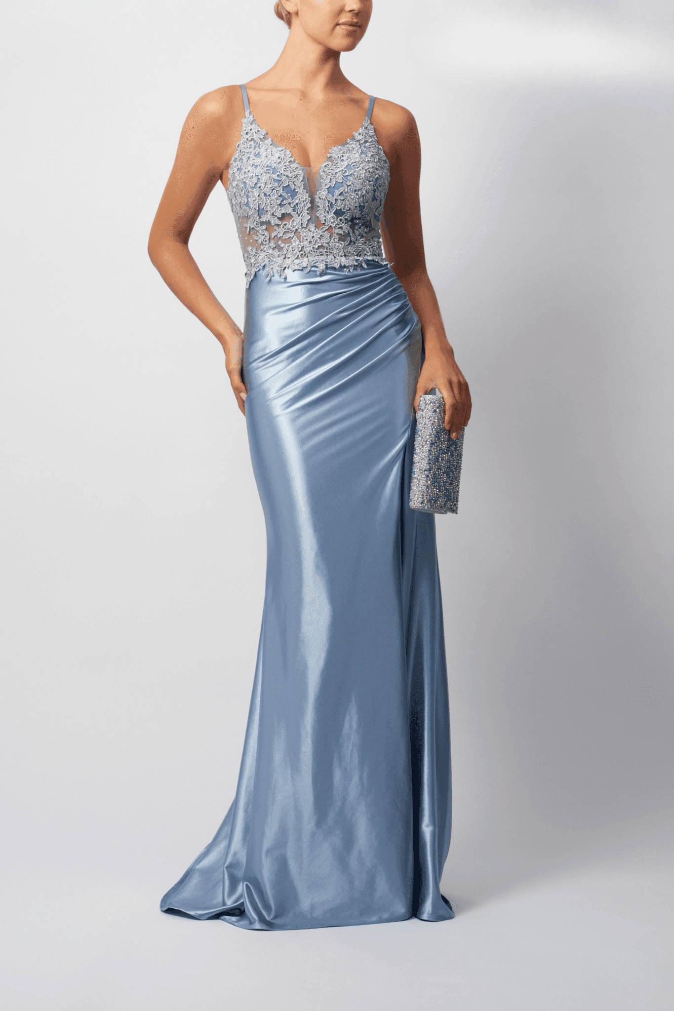 MC12424 Steele Blue Prom Dress 2026 | Fitted Style MC12424 Steele Blue Prom Dress 2026 | Fitted Style