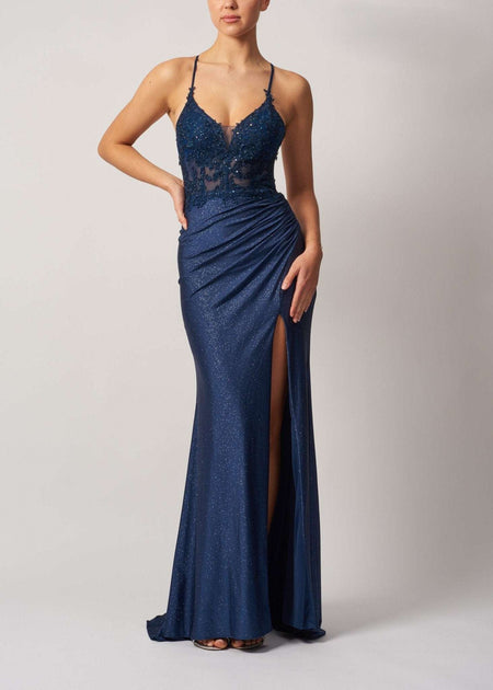 Mascara London Gown - Airforce Blue Fitted Gown