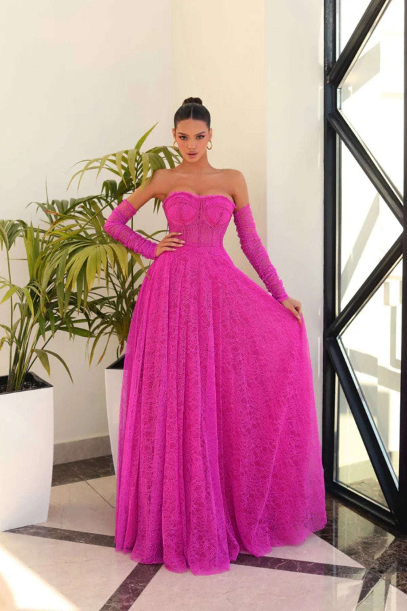 green emerald velvet dress Nicoletta NC1007: Stunning Strapless Evening Dress – Mydressline main image 1