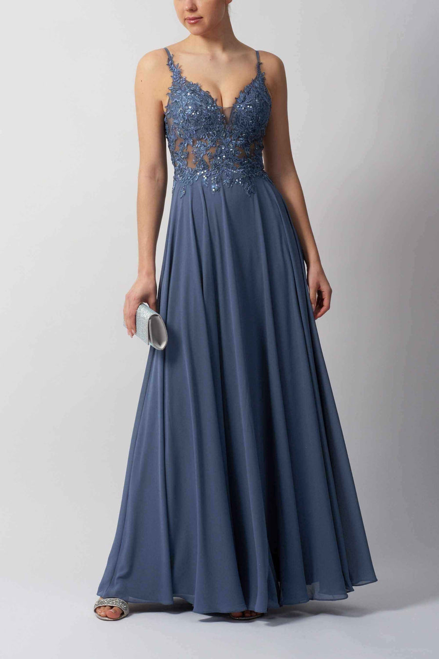 MC19442 Bridesmaid Blue Dress - Chiffon | Mascara London MC19442 Bridesmaid Blue Dress - Chiffon | Mascara London