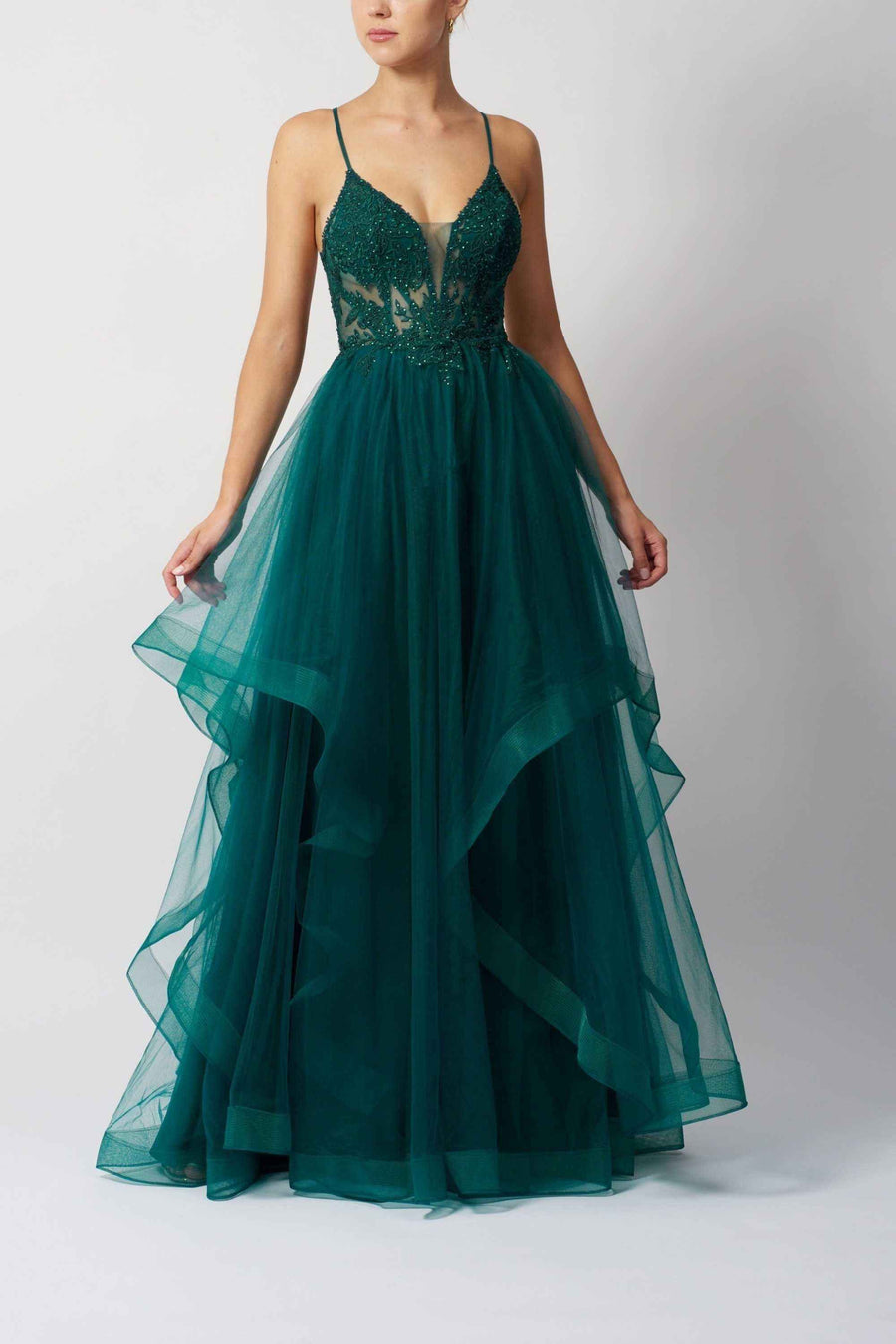 Mascara MC11519 Ballgown - Forest Green Prom Dress Mascara MC11519 Ballgown - Forest Green Prom Dress