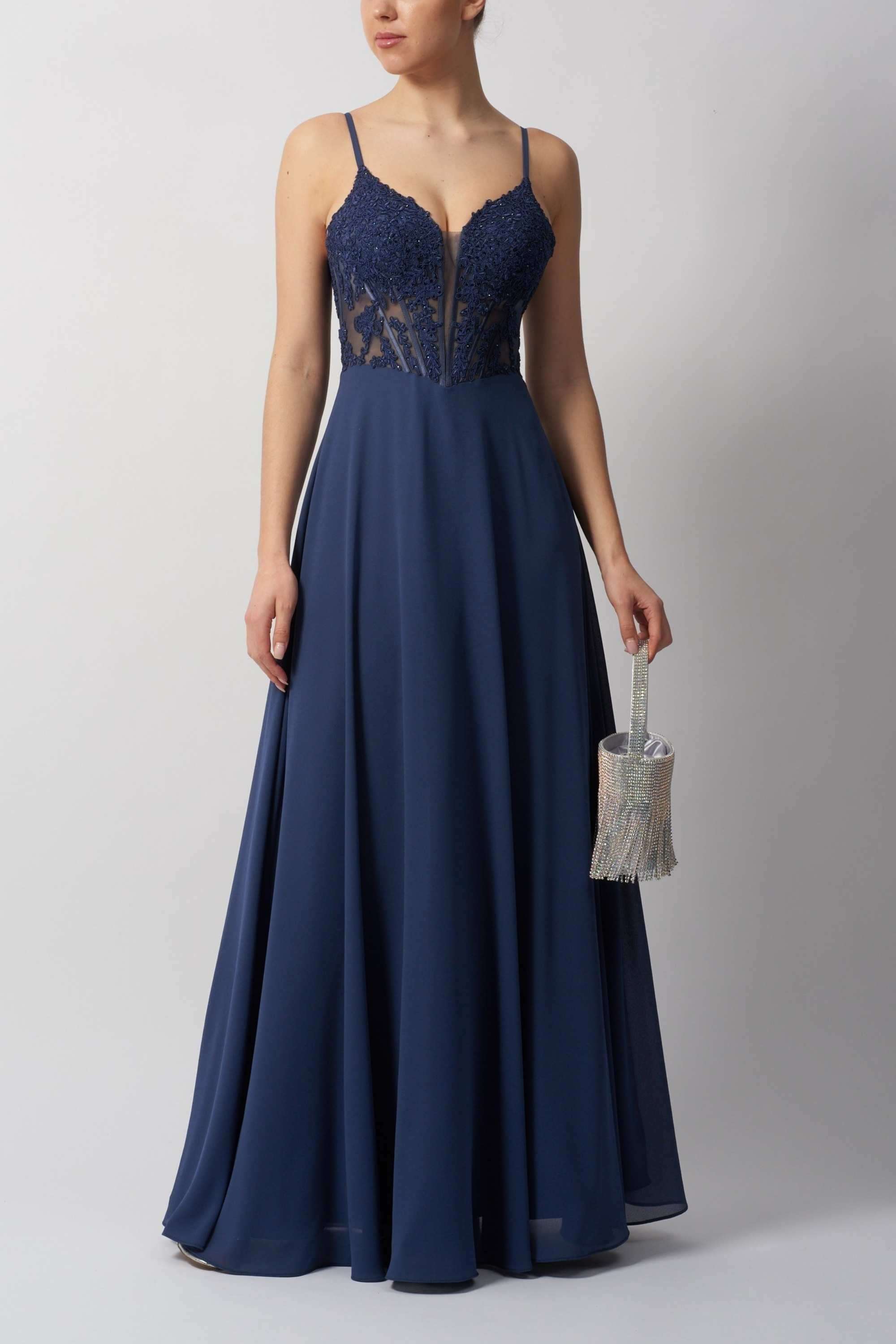 Mascara MC124420 Gown - Airforce Blue Chiffon | Prom, Bridesmaids
