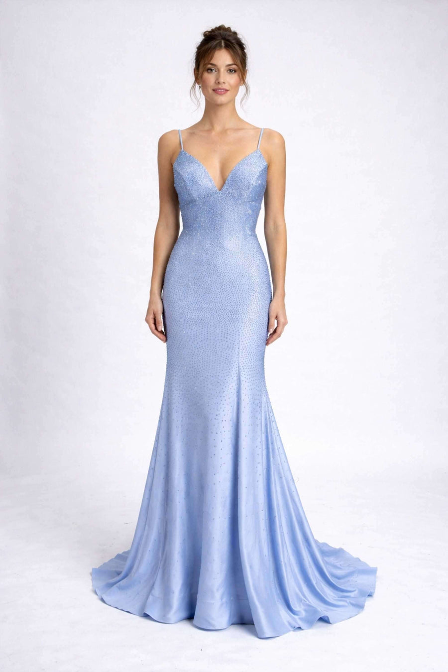 Poppy Long Prom Dress - Blue Rhinestone | Backless Slim Fit Poppy Long Prom Dress - Blue Rhinestone | Backless Slim Fit