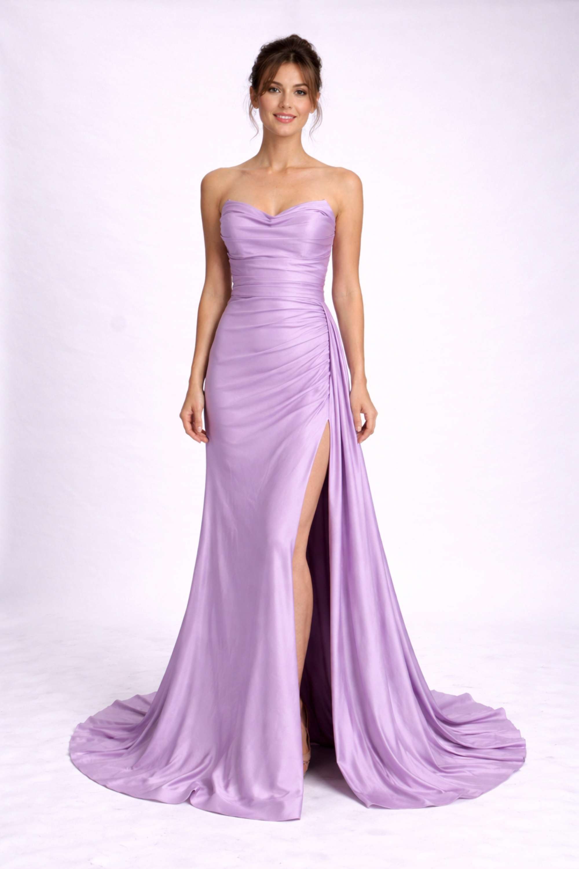 Sienna Strapless Prom Dress - Lilac Satin Corset | Luxe Design Sienna Strapless Prom Dress - Lilac Satin Corset | Luxe Design