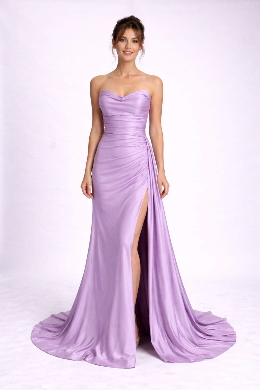 Sienna Strapless Prom Dress - Lilac Satin Corset | Luxe Design Sienna Strapless Prom Dress - Lilac Satin Corset | Luxe Design