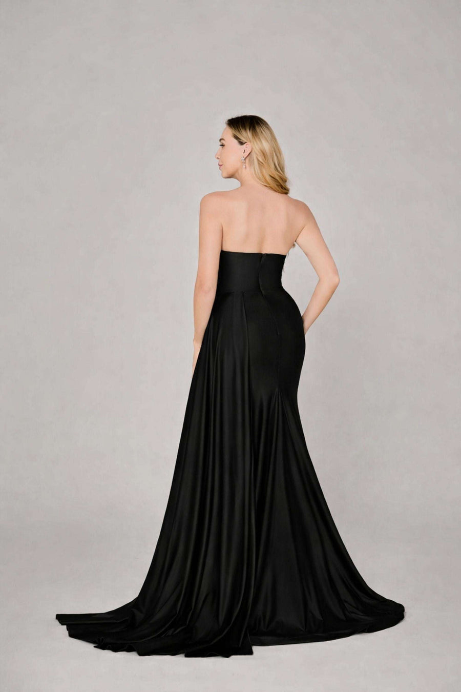 Black Strapless Satin Corset Dress - Evening Wear