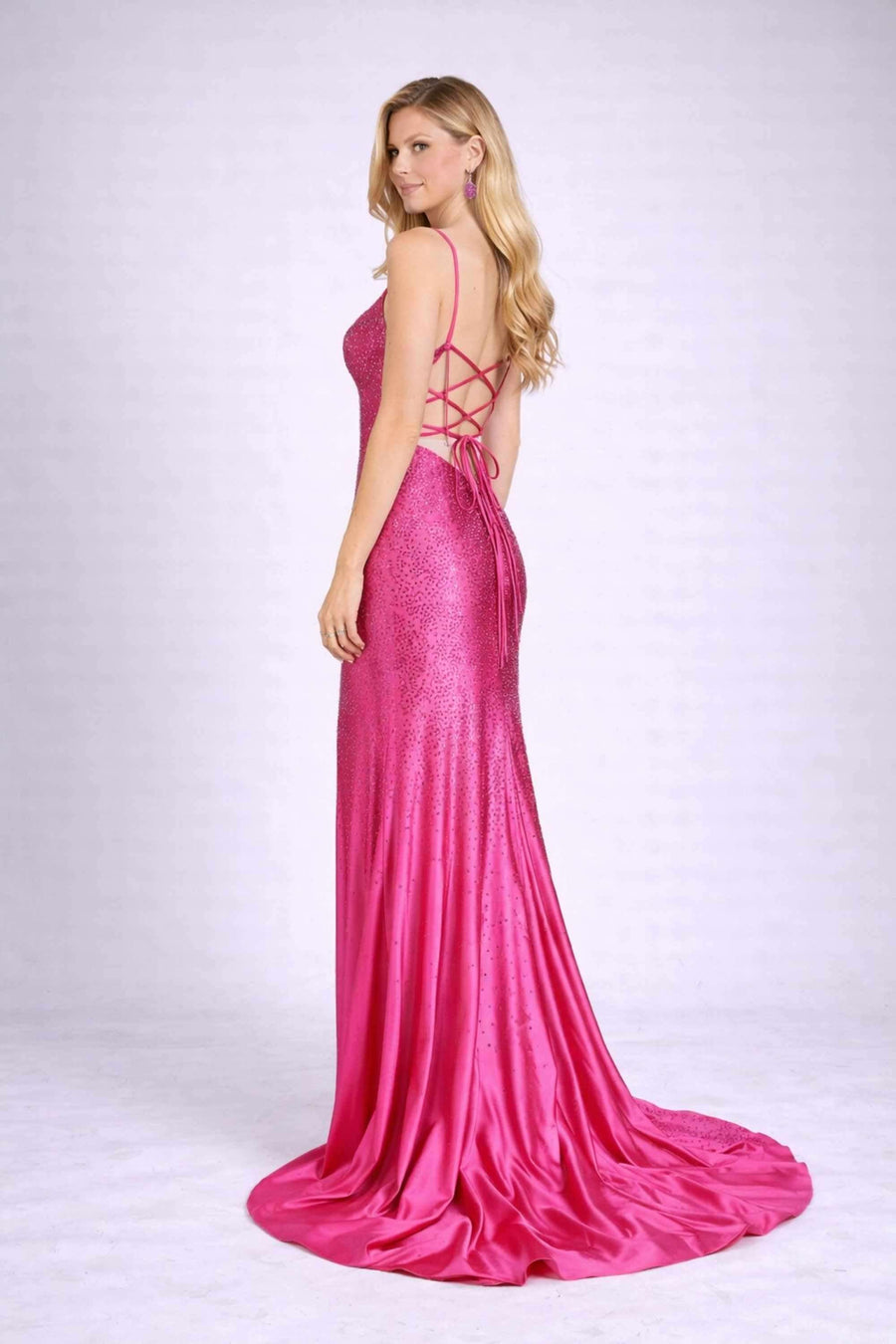 Poppy Prom Dress - Hot Pink Rhinestone Dress