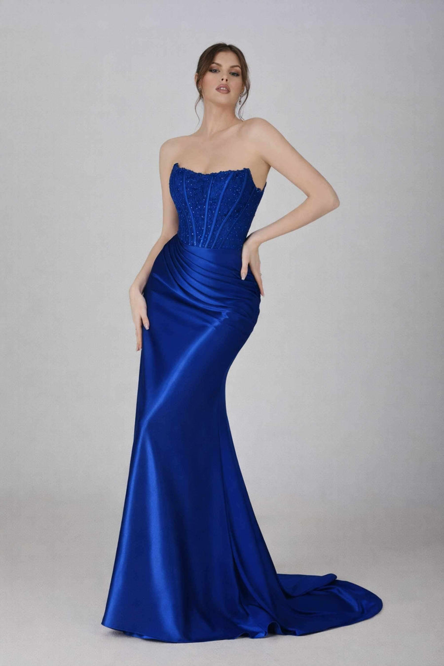 Royal Blue Prom Dresses DIANA Lace and Satin Corset Dress Royal Blue Prom Dresses DIANA Lace and Satin Corset Dress
