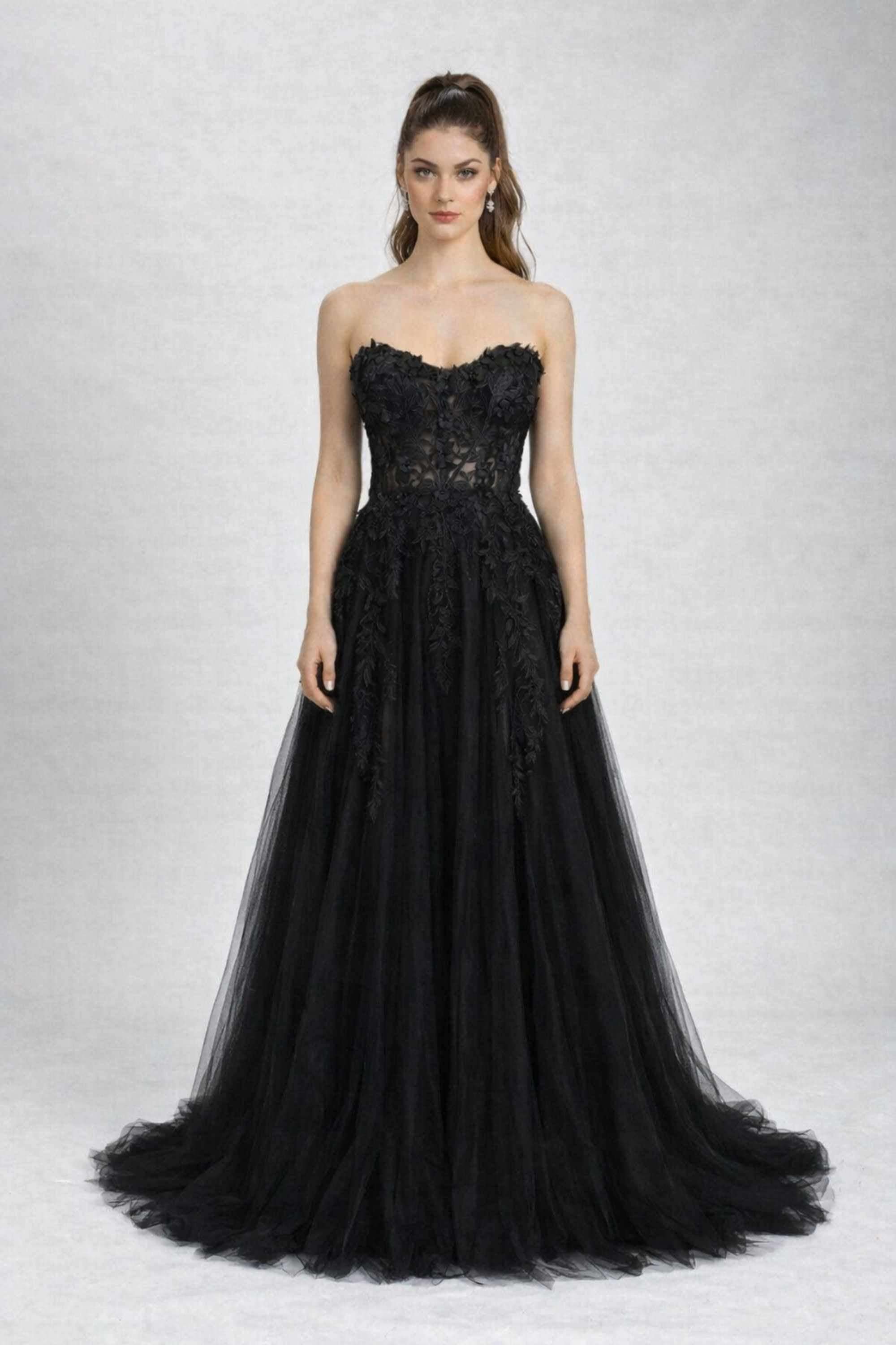 Jessica Stuart Black YLONA Corset Top Tulle Dress | Cargo Clothing UK10 / Black Jessica Stuart Black YLONA Corset Top Tulle Dress | Cargo Clothing UK10 / Black