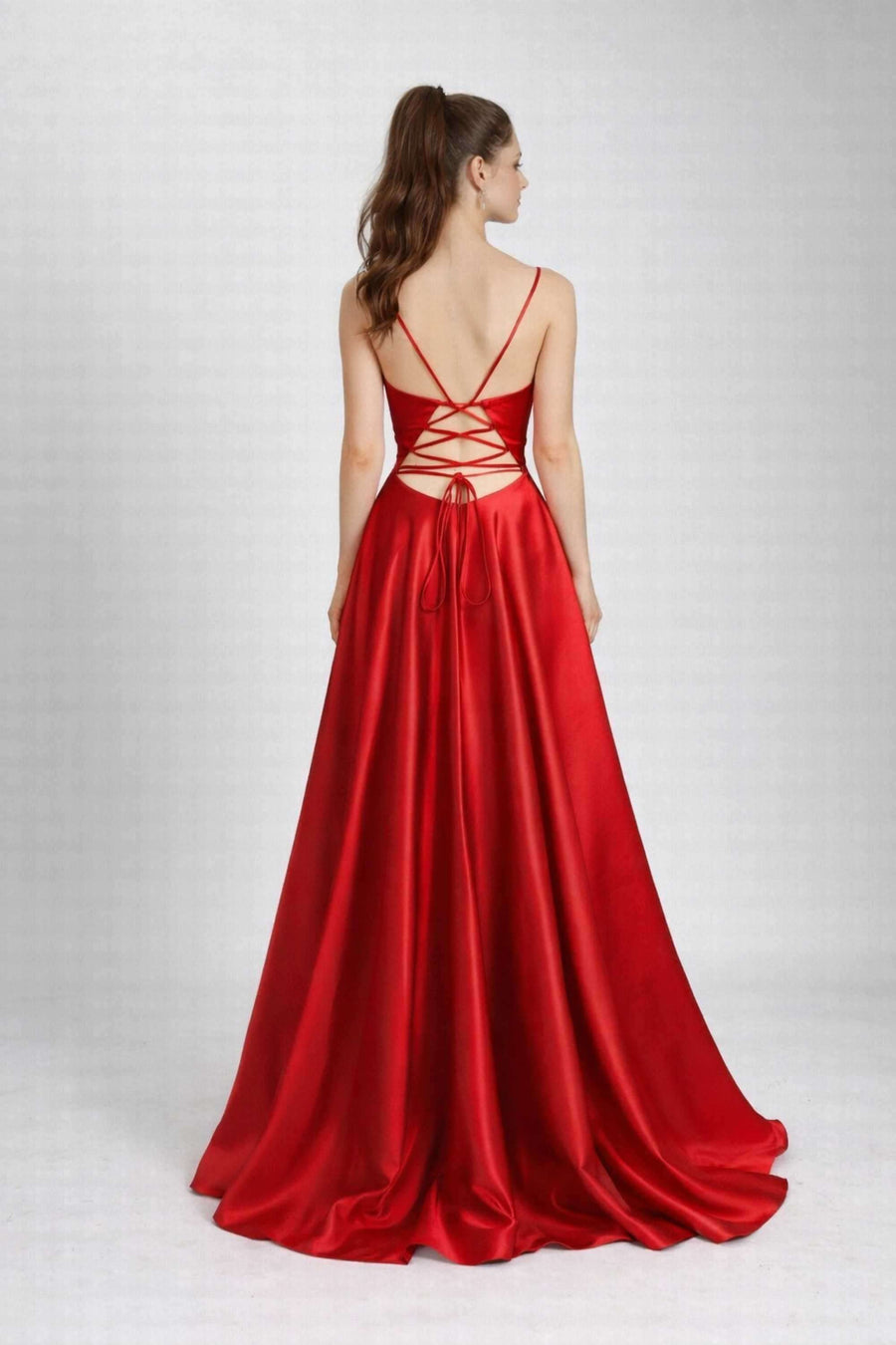 Red AVA Dress - Open Back Elegance