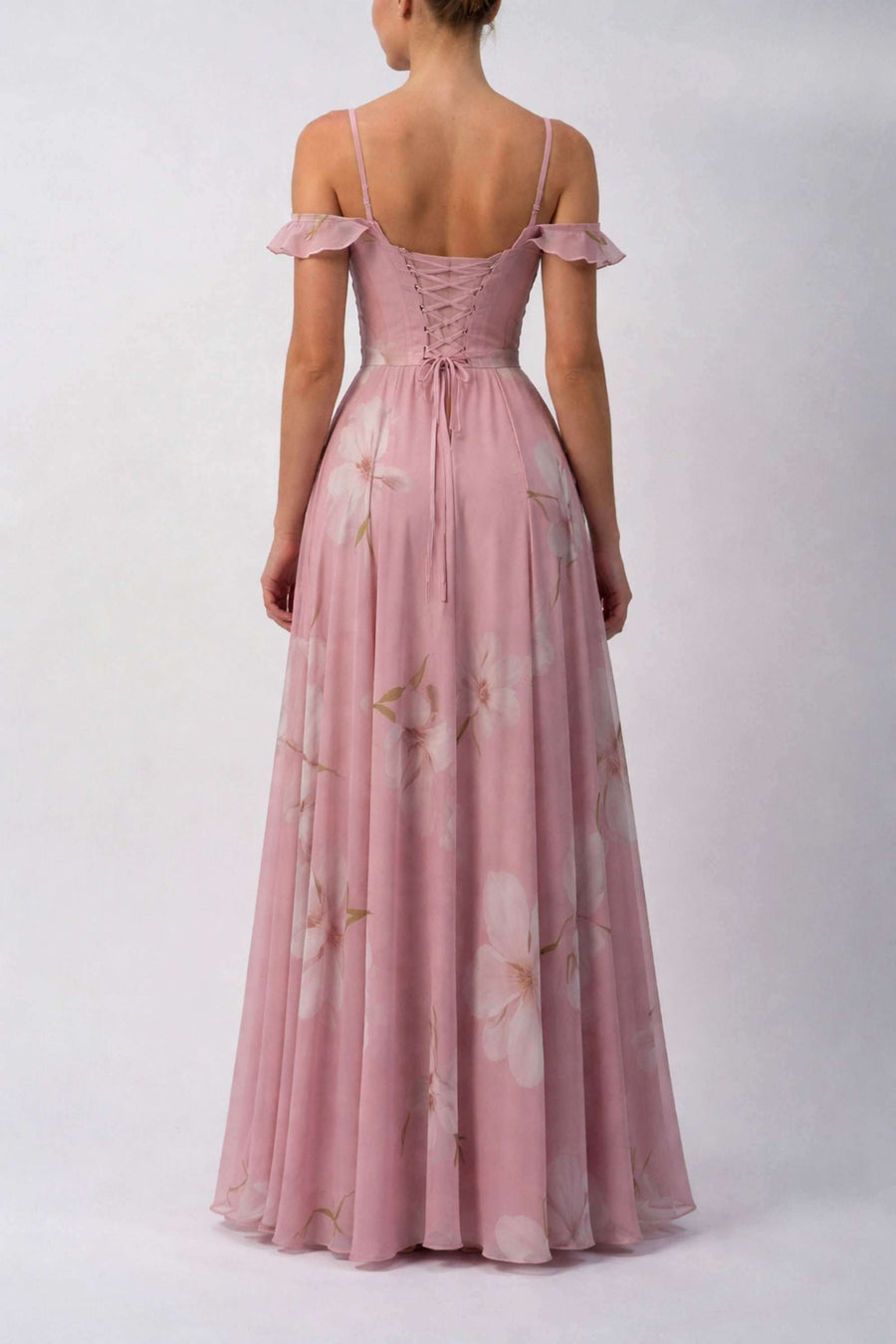 sachin and babi light blue dress Pink Floral Chiffon Tiered Prom Dress with Slit & Sweetheart Neckline –  Viniodress