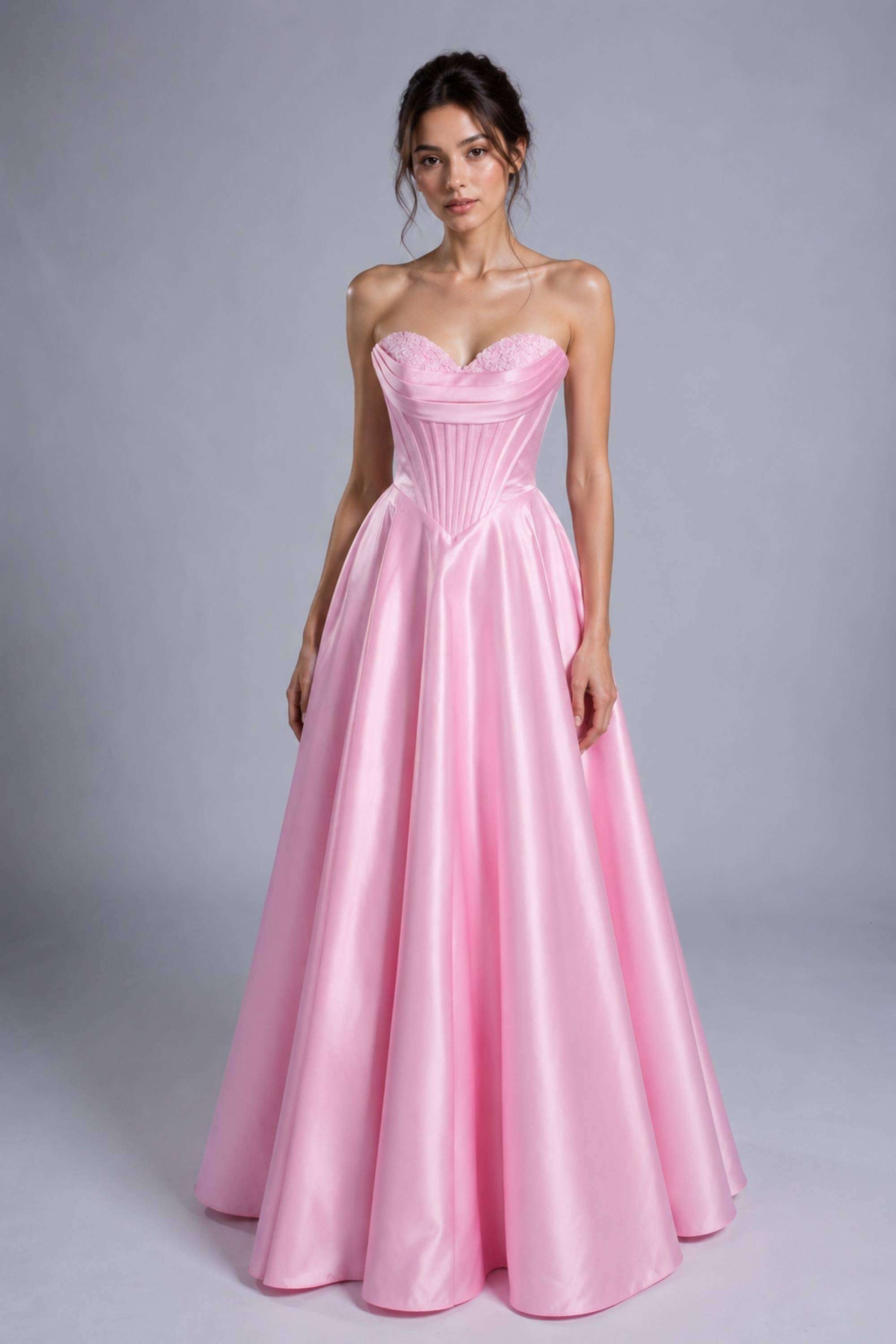 pink silk prom dress Lilly Pink Satin Prom Gown