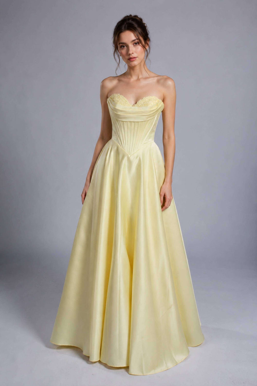 lilly prom dress Lilly Yellow Satin Prom Gown