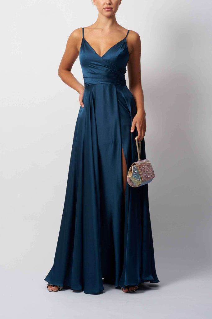 open lace back dress Fitted One Shoulder Glitter Feather Gown by Ladivine CB131  ABC Fashion