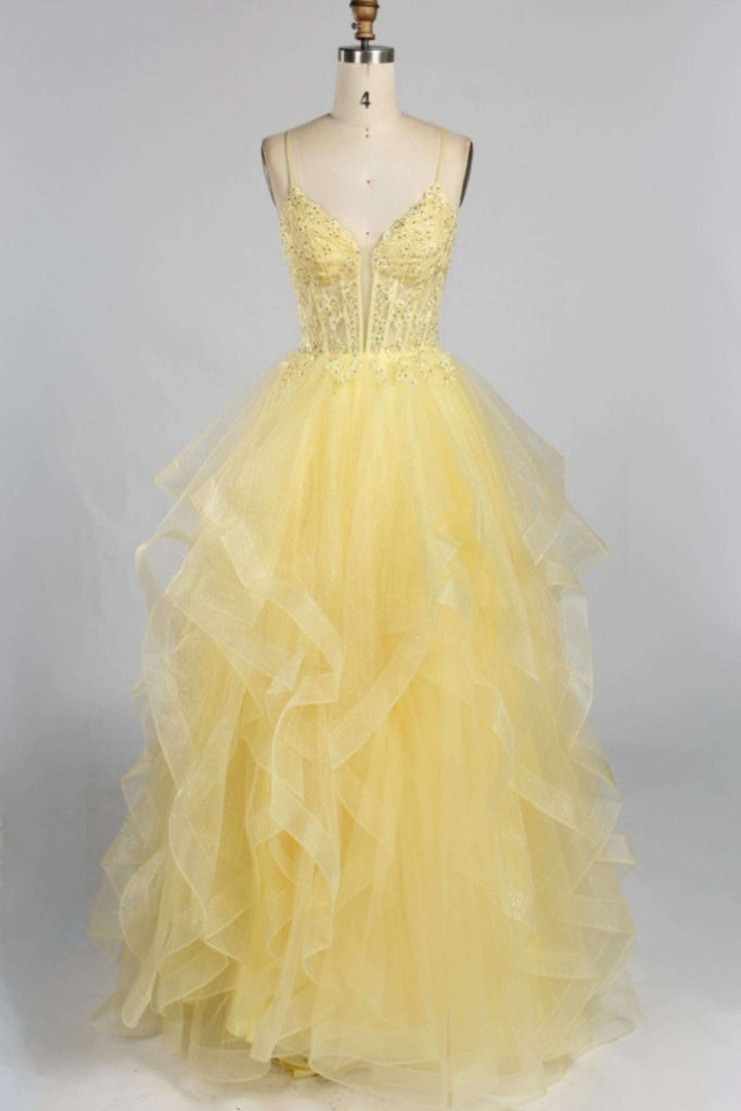Jessica Stuart Yellow Tulle Gown