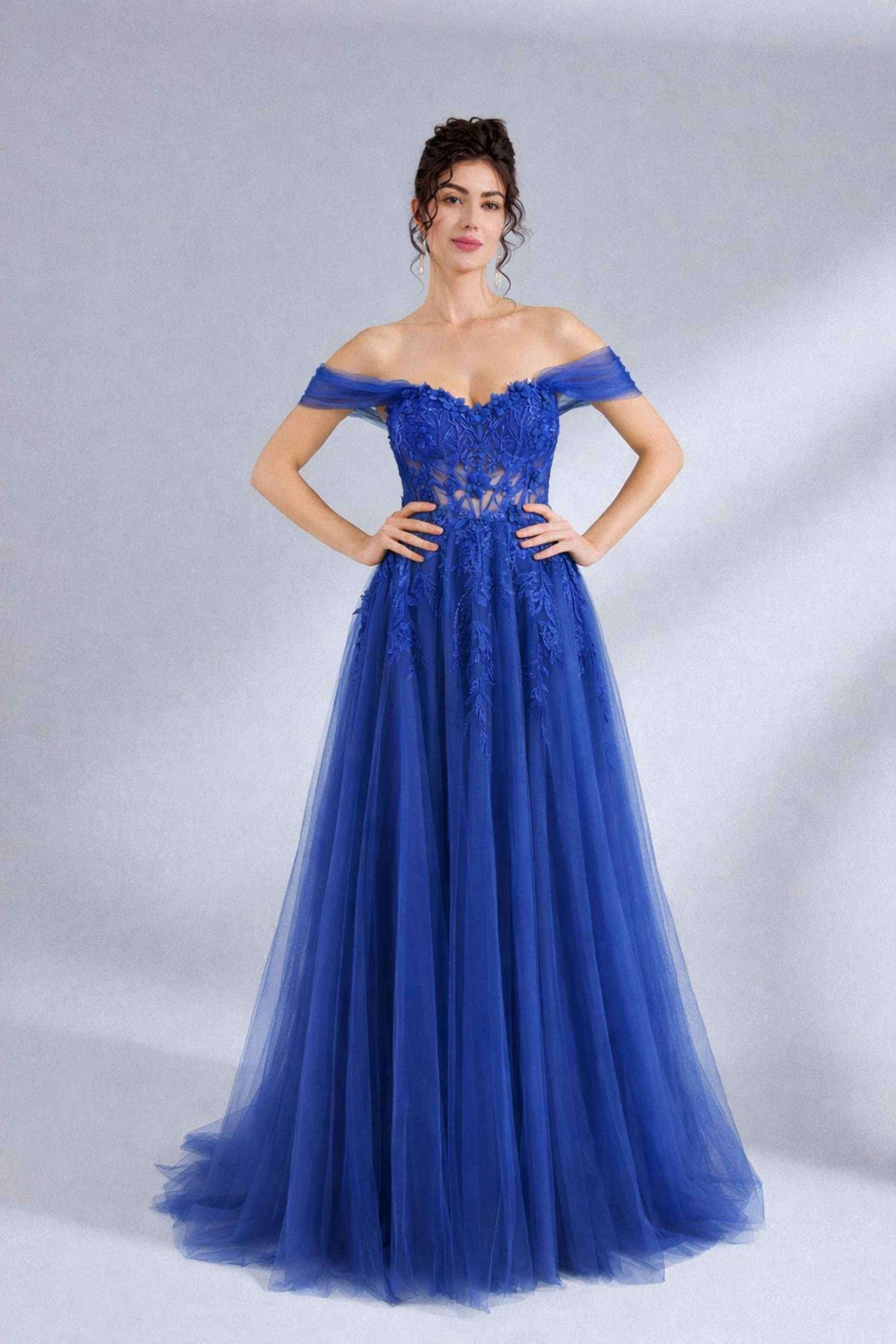 Royal Blue YLONA Corset Dress - Prom | Lace Tulle Details Royal Blue YLONA Corset Dress - Prom | Lace Tulle Details