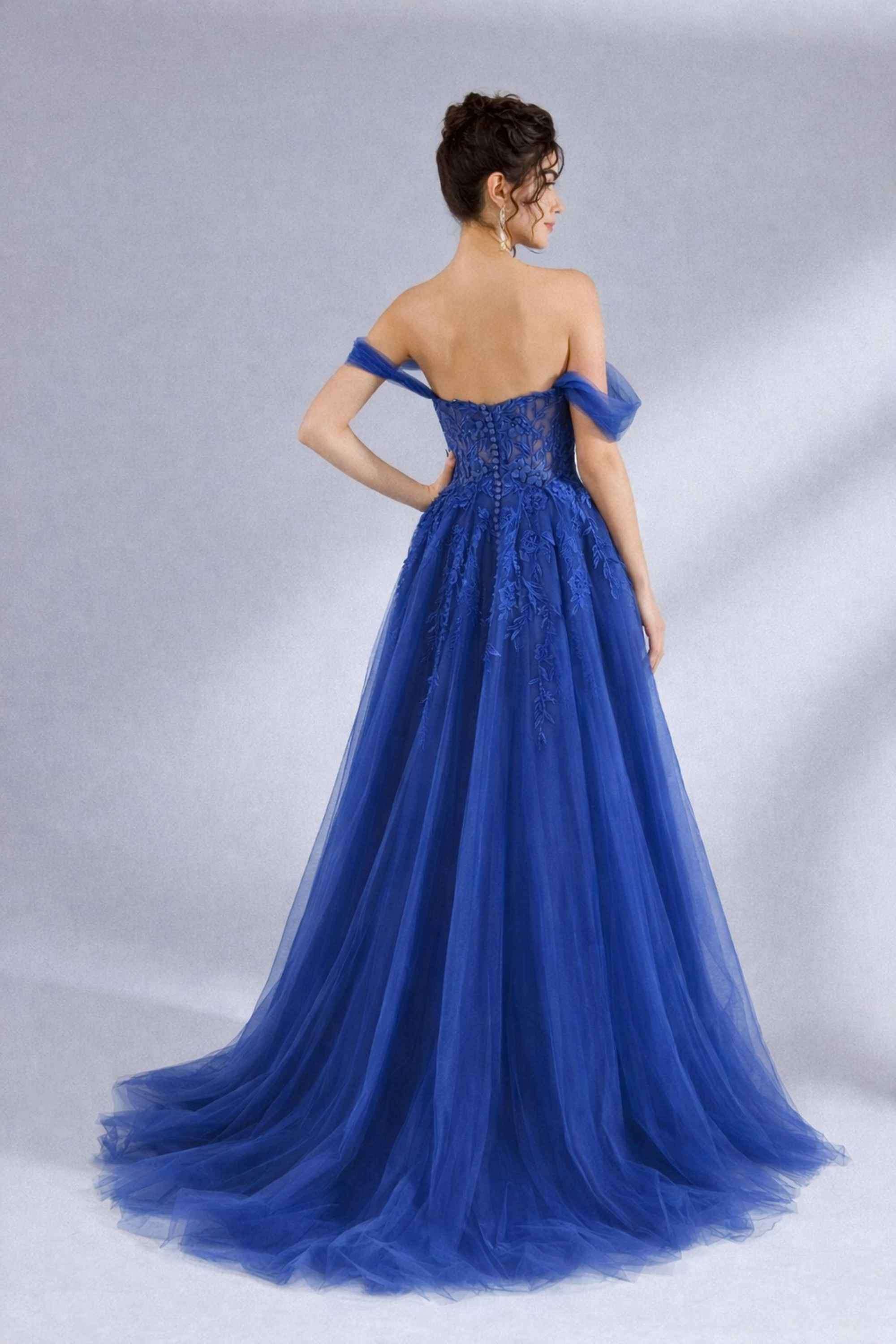 Royal Blue YLONA Corset Dress - Prom | Lace Tulle Details