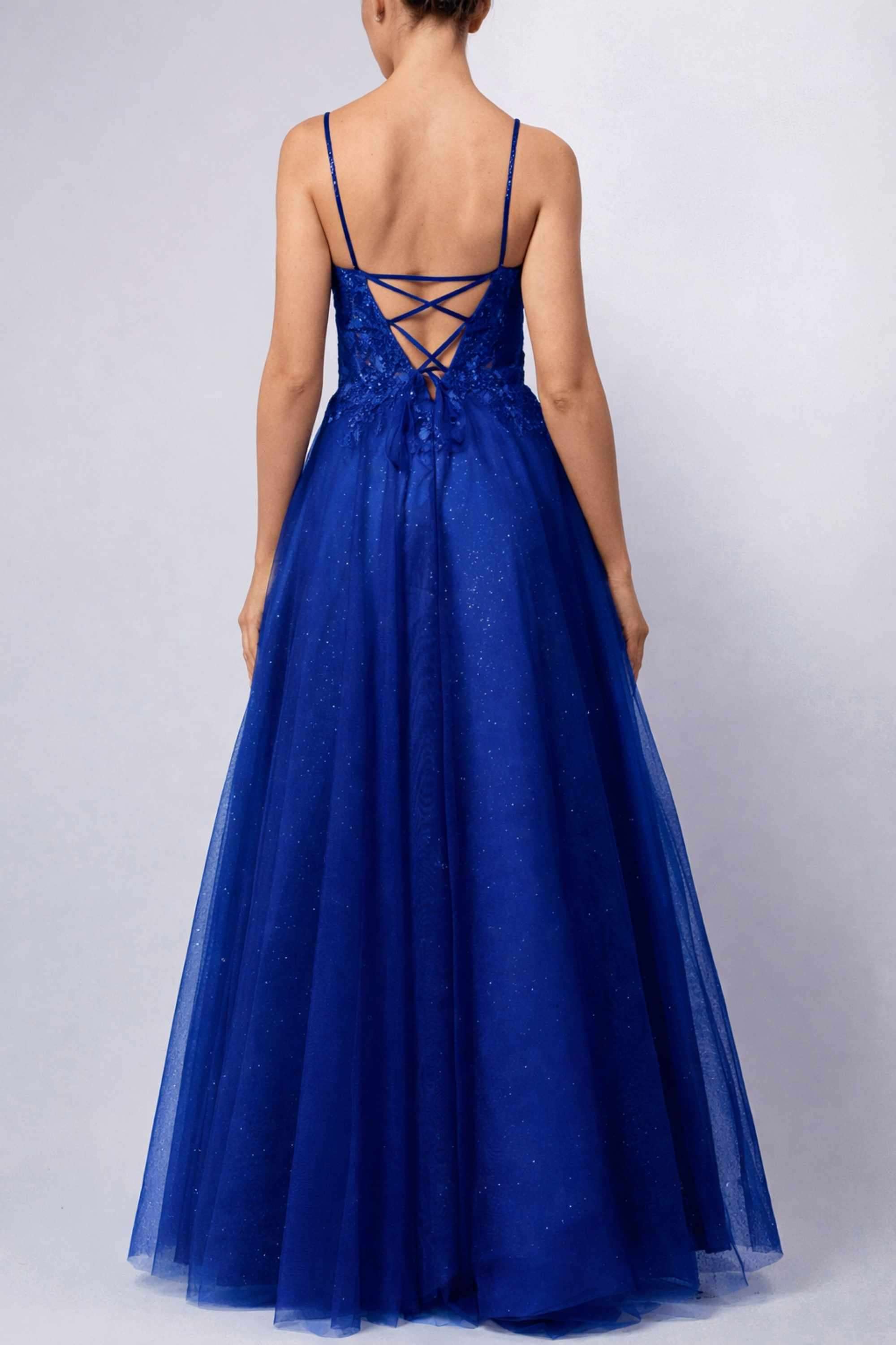 strapless open back dress Luuvis Women Navy Blue Sweetheart Mermaid Long Satin Prom Dress With Split main image 0