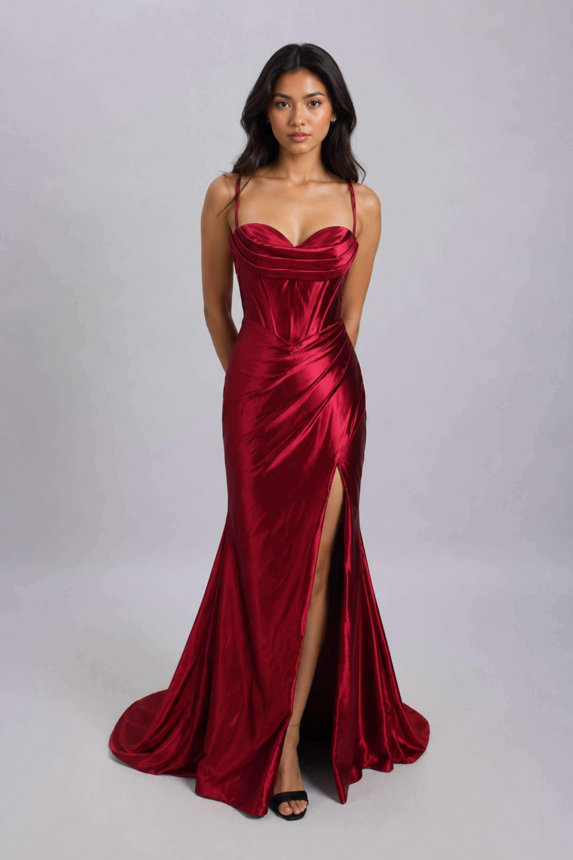 lululemon slim fit polo dress KELLIE Corset Satin Prom Dress in WINE
