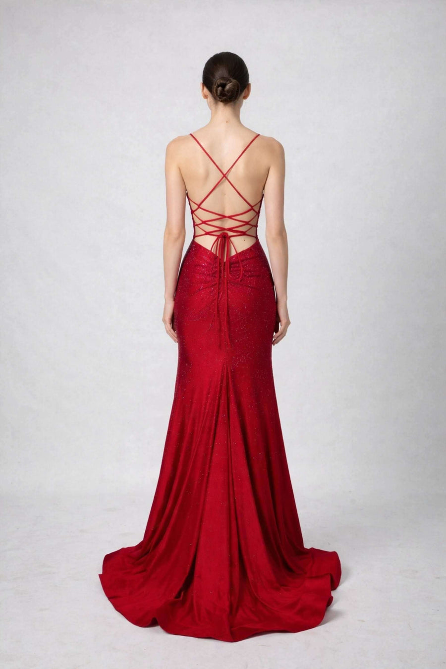 Poppy Red Rhinestone Long Prom Dress - Jessica Stuart UK 2 / Red Poppy Red Rhinestone Long Prom Dress - Jessica Stuart UK 2 / Red