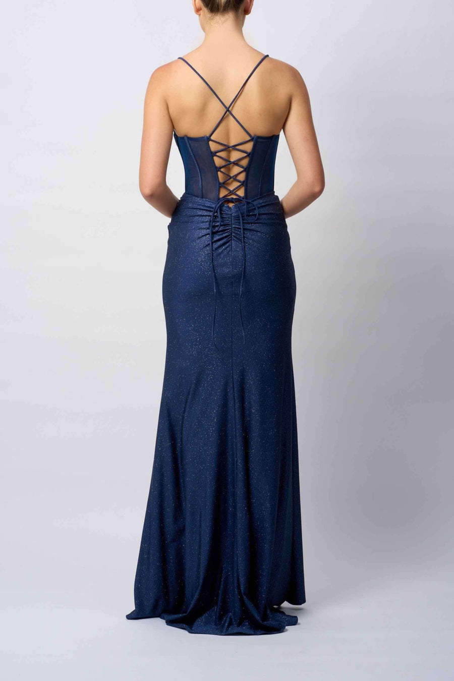 Airforce Prom Dress - Fitted Tie Back Jersey | Figure Sculpting