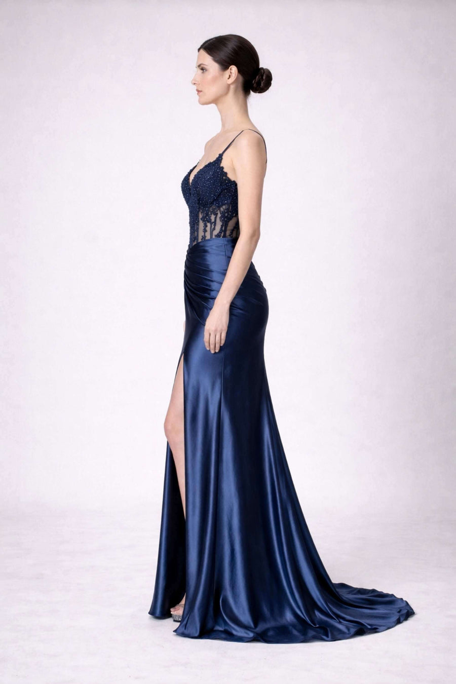 Jessica Stuart Blake Navy Corset Satin Prom Dress | Cargo Clothing Jessica Stuart Blake Navy Corset Satin Prom Dress | Cargo Clothing