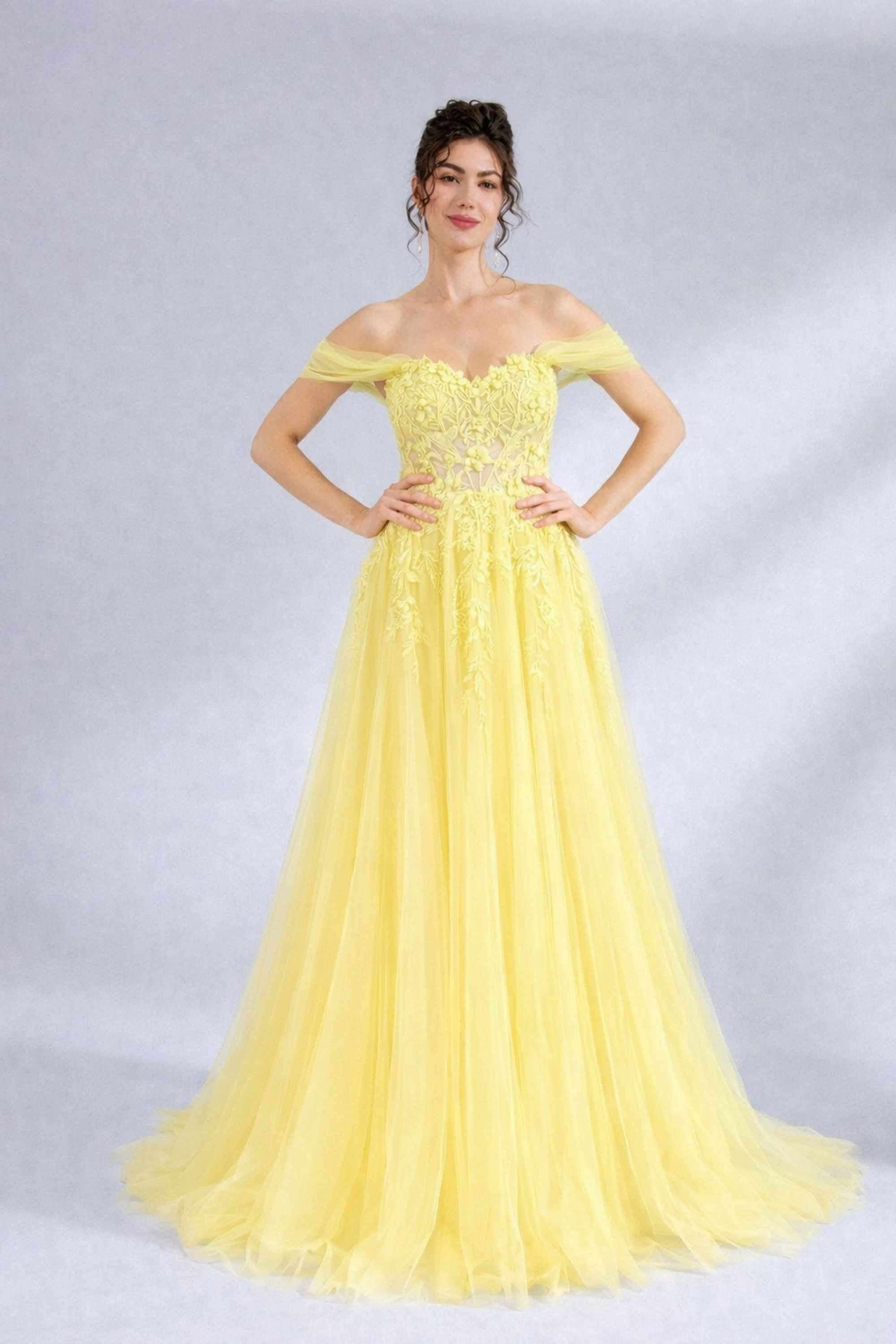 tulle dress yellow Yellow Corset Top Tulle Dress Ylona