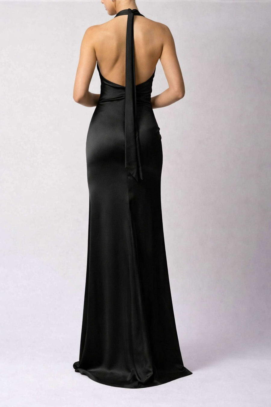 satin dress tie back Satin Slip Tie Back Dress petite / 8 / dusty-blue
