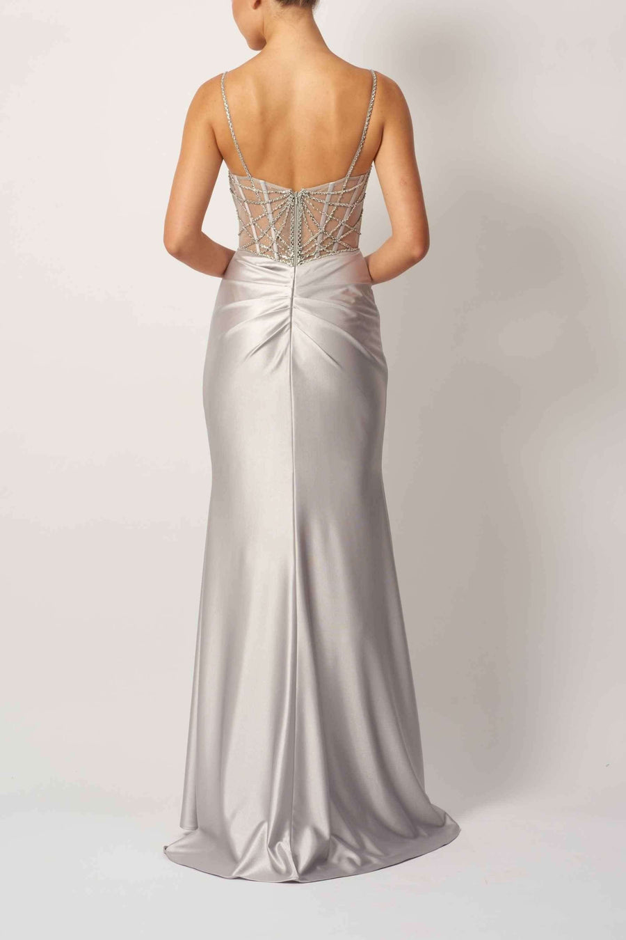 Mascara MC115211 - Silver Satin Prom Gown