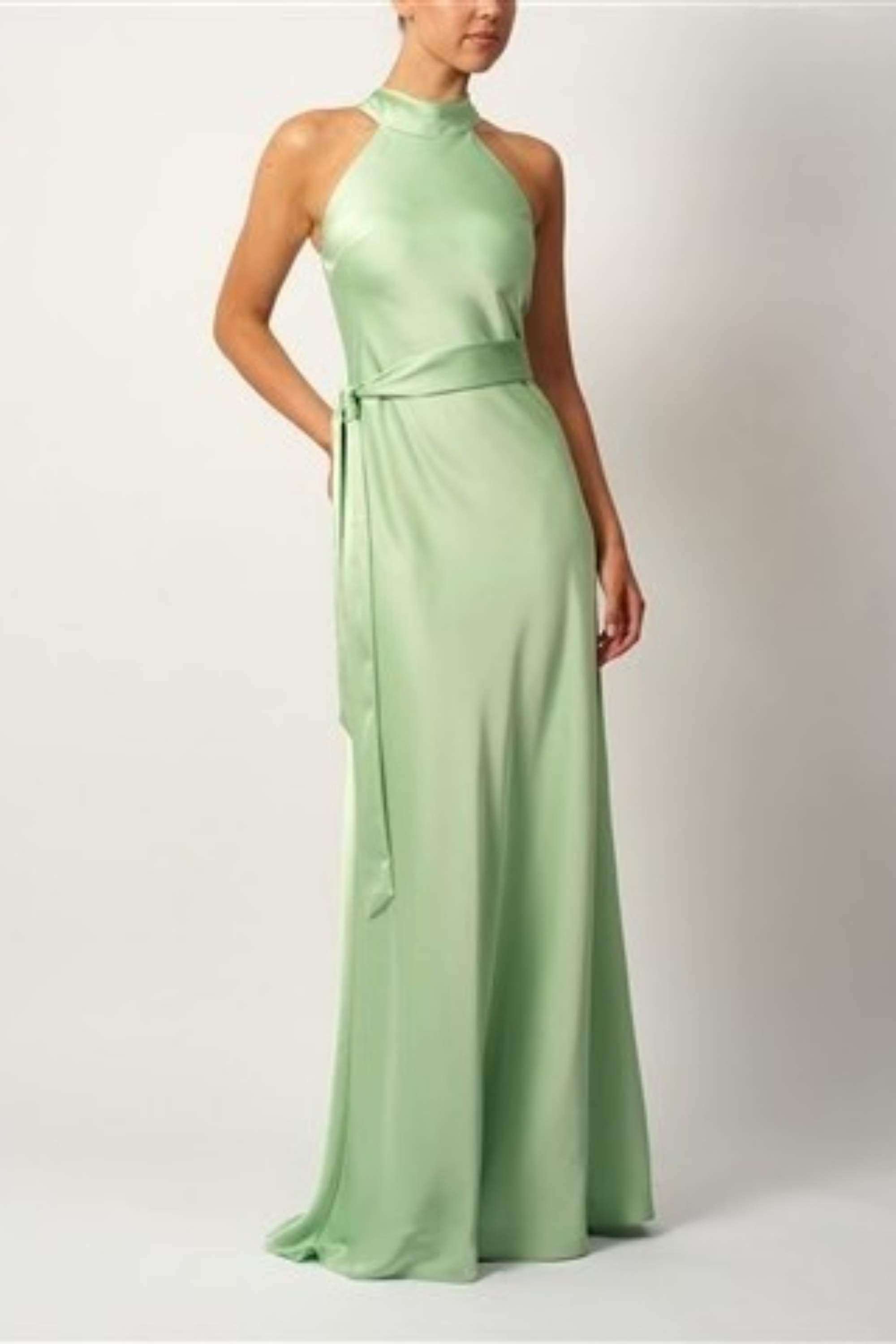 pistachio green satin dress Pale Pistachio Bridesmaid Dress Matte Satin Size Medium