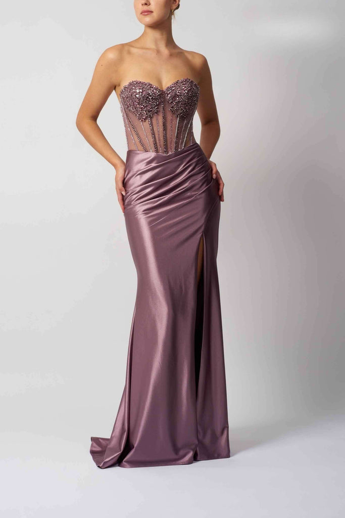 strapless open back dress Pink Chiffon Tiered A-line Sweetheart Prom Dress, MP980 main image 1