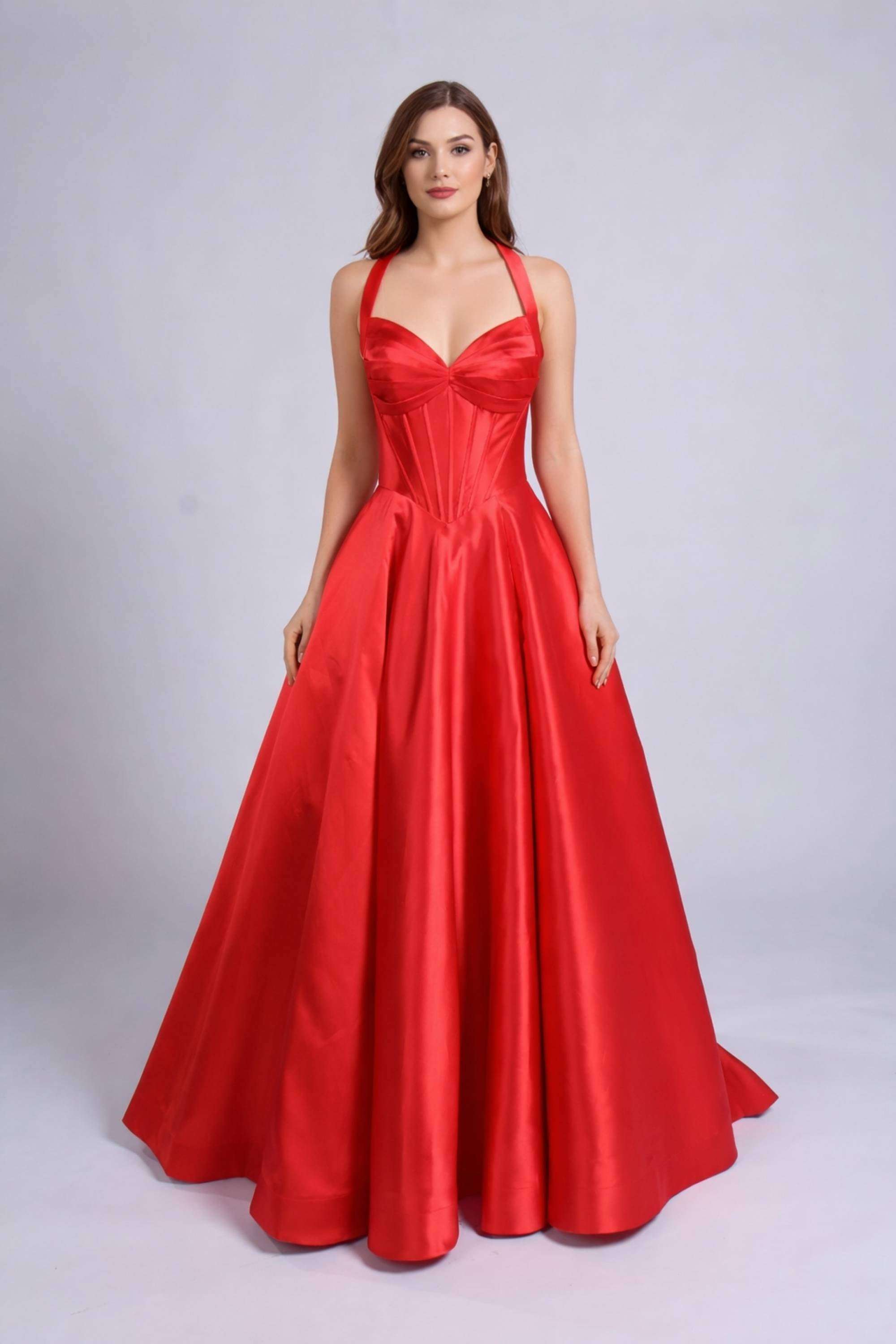 bonnie prom dress Bonnie Satin Corset Cutout Floor Length Dress
