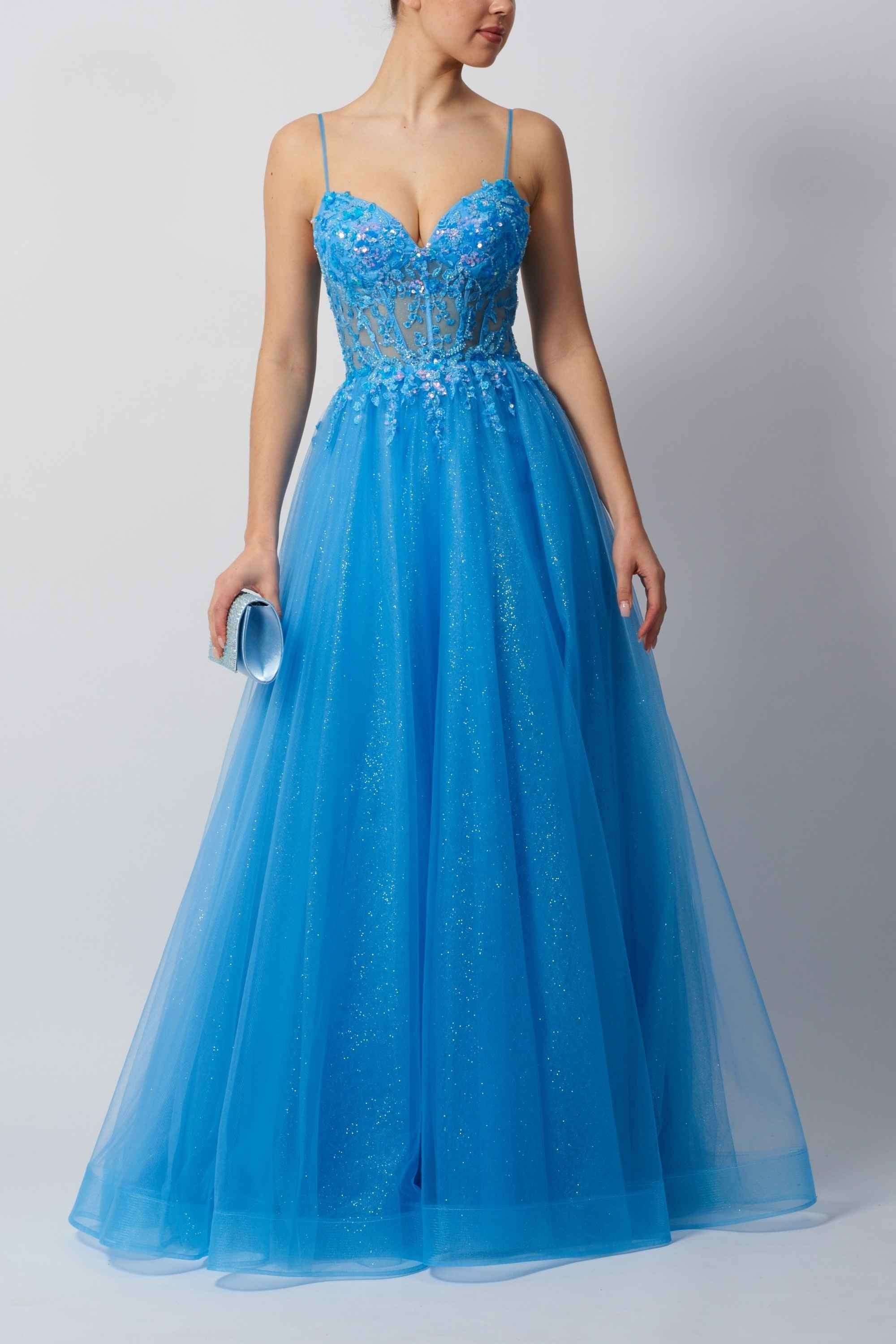 MC11348 Powder Blue Gown - Elegant Tulle Dress