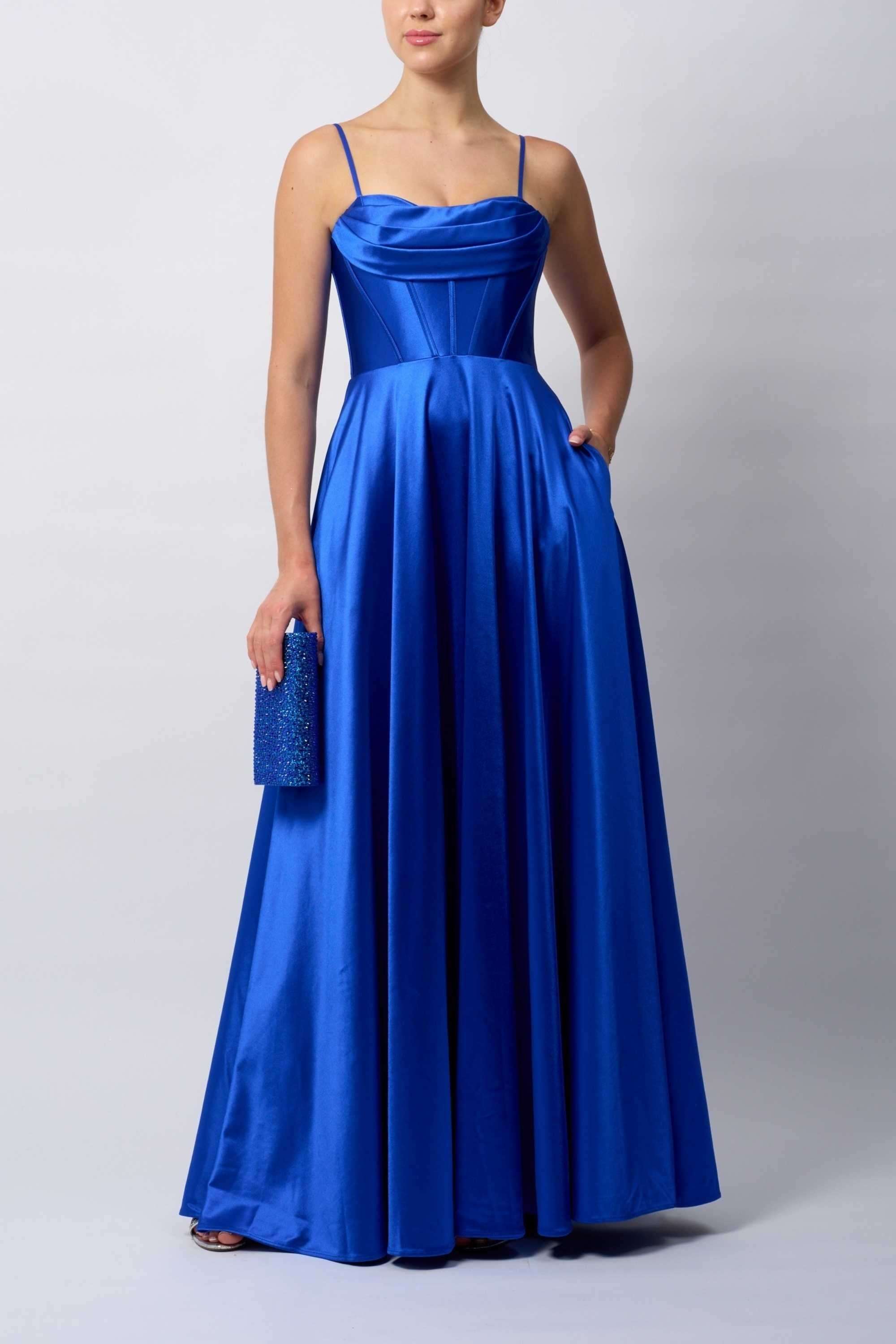 Mascara MC12429 Prom Dress - Royal Blue A-Line | Satin, Pockets, Prom Mascara MC12429 Prom Dress - Royal Blue A-Line | Satin, Pockets, Prom
