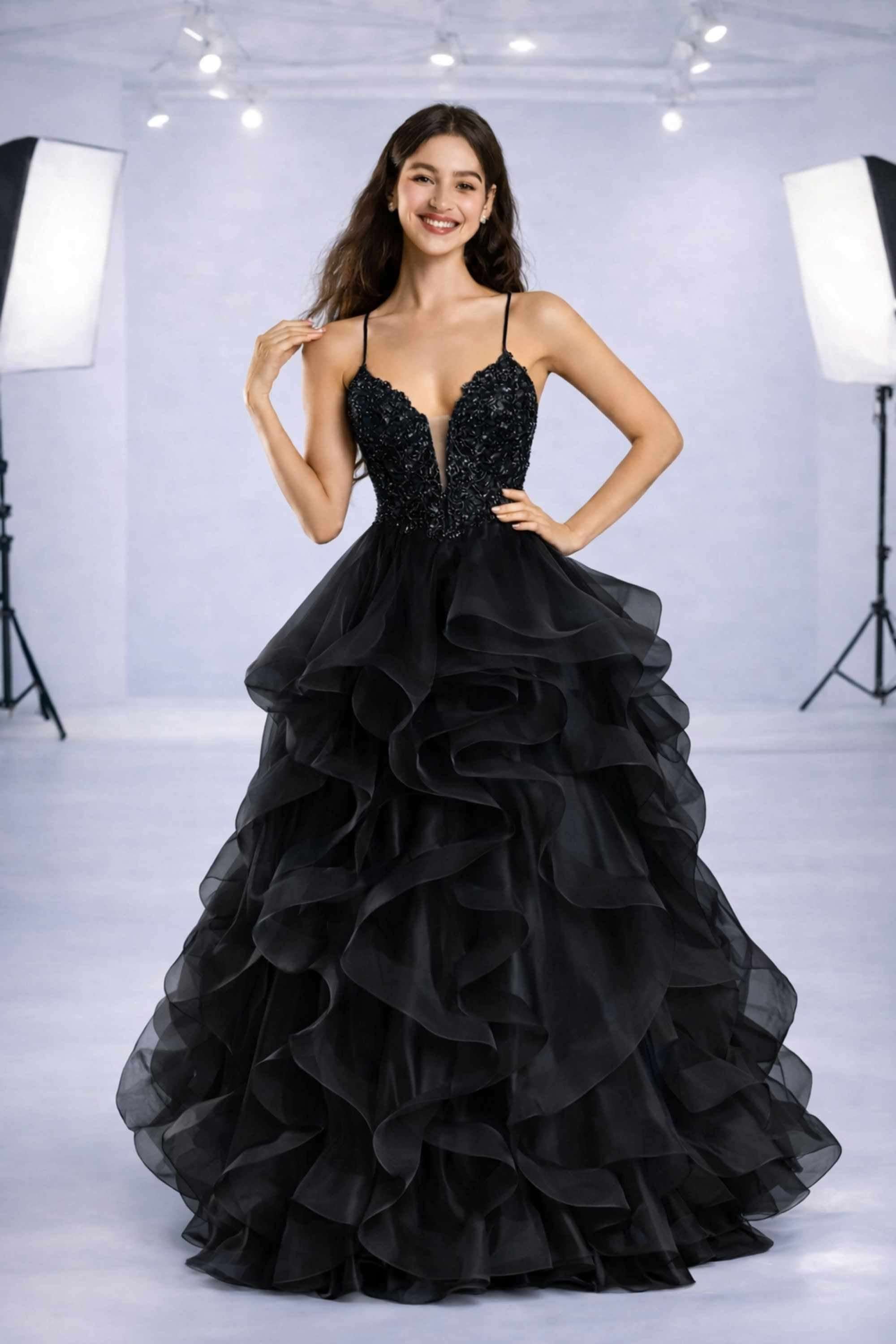 Jessica Stuart Harper - Black Tulle Prom Ballgown | Embellished bodice Jessica Stuart Harper - Black Tulle Prom Ballgown | Embellished bodice