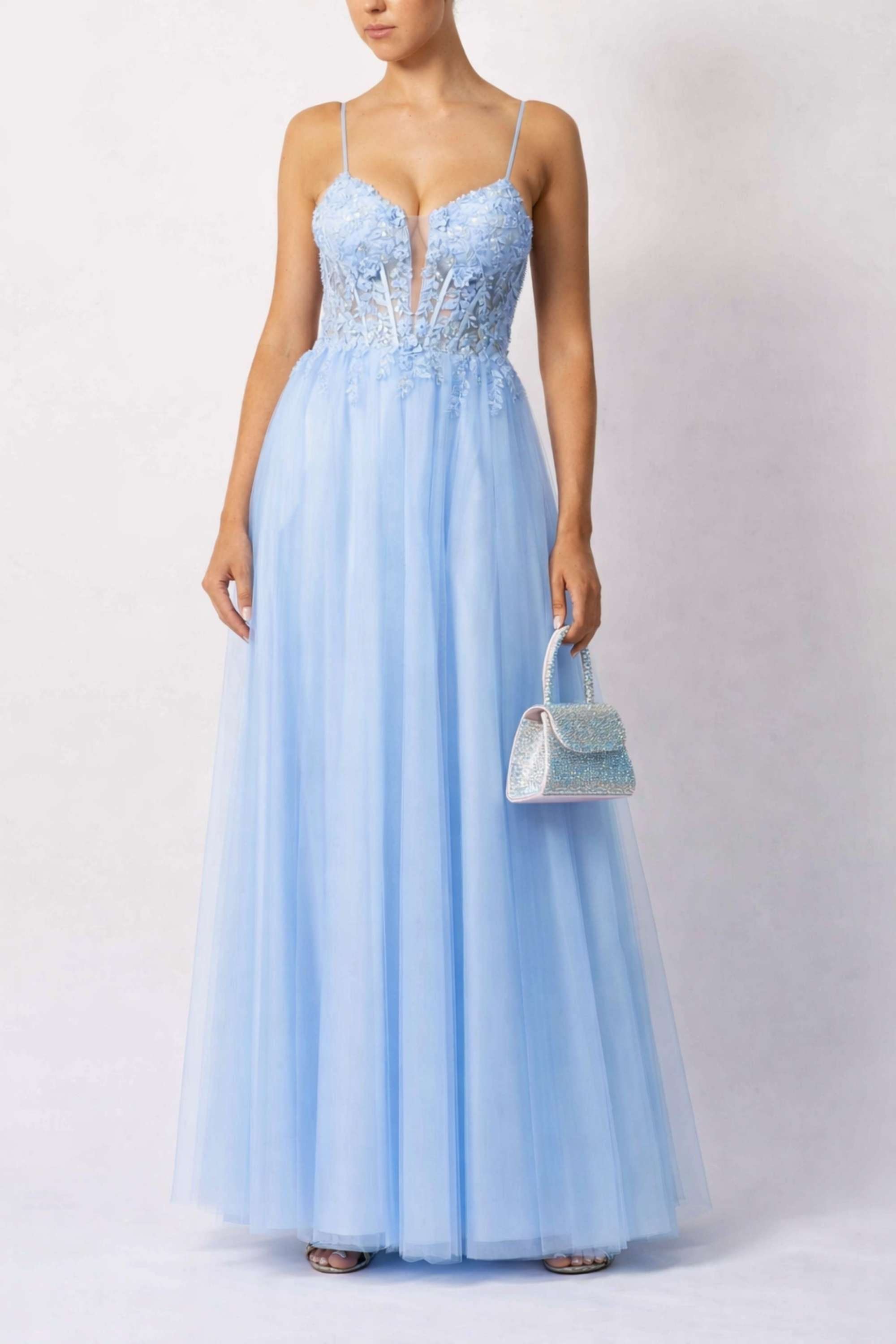 green emerald velvet dress MC11445 Mascara Gown - Shiny Jersey Champagne