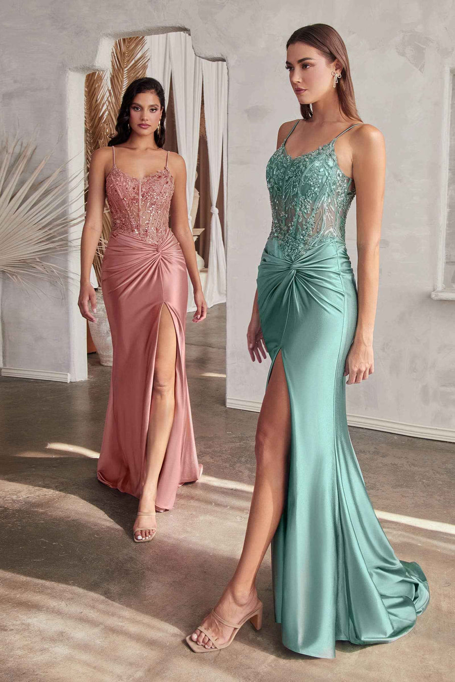 Fitted Blue Satin Gown - Blue Prom Dress | Embellished Bodice Fitted Blue Satin Gown - Blue Prom Dress | Embellished Bodice