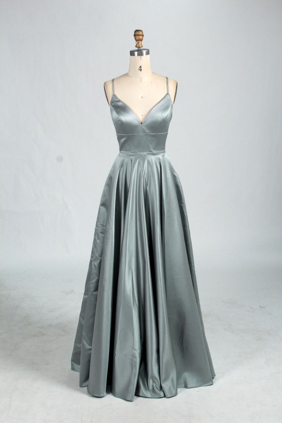 Dark Sage Green AVA Prom Dress - Open Back | V-neck, Pockets Dark Sage Green AVA Prom Dress - Open Back | V-neck, Pockets
